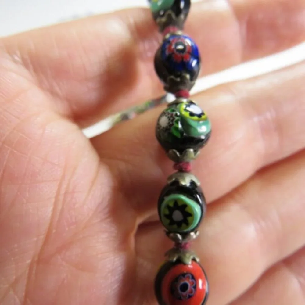 Vintage Millefiori Glass (52) BEADS Double Sided Handmade Multi Colored